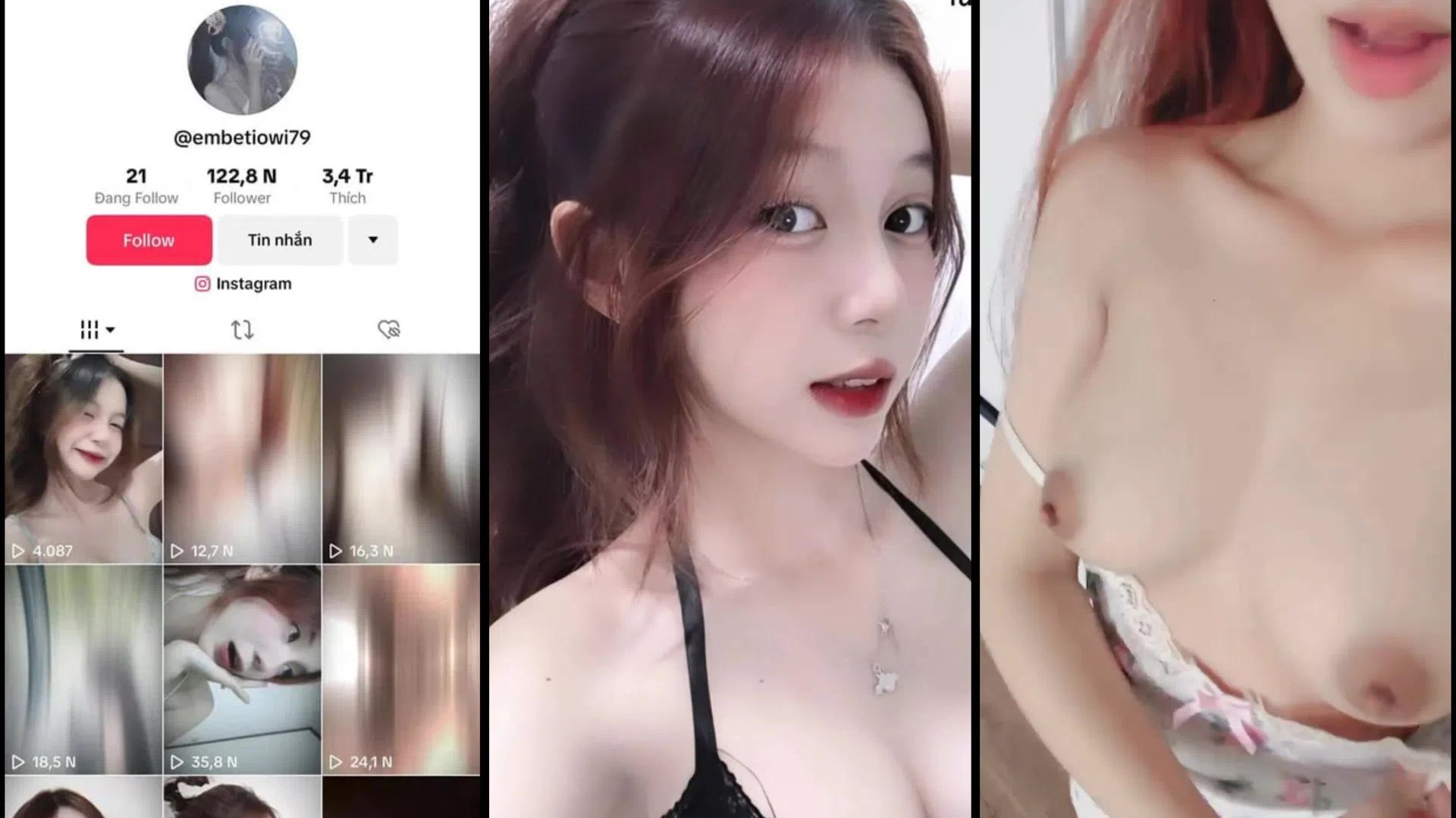 ⁣[Hot] Hot Tiktoker Lê Mai Huyền Trân 2k3 Cần Thơ hơn 121k FL lộ clip nóng show vú căng đét ưỡ