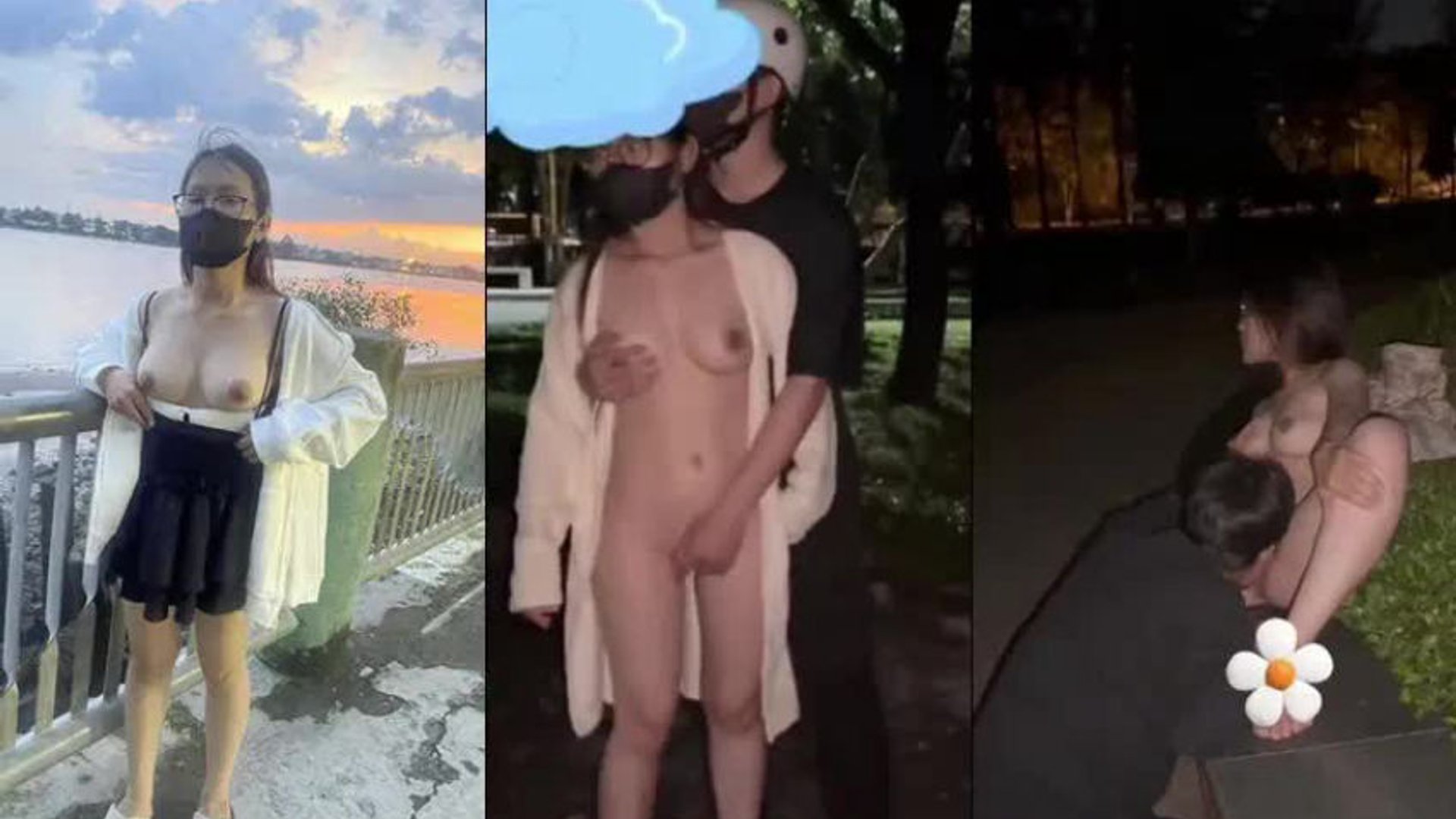 Bé sinh viên hồn nhiên cởi đồ trong sân trường đại học còn cho trai lạ check thử ~ Sex Public